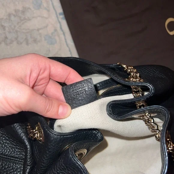 Gucci Soho Medium Black Double Leather Chain Shoulder Bag Tote
Black Gold - Picture 10 of 16